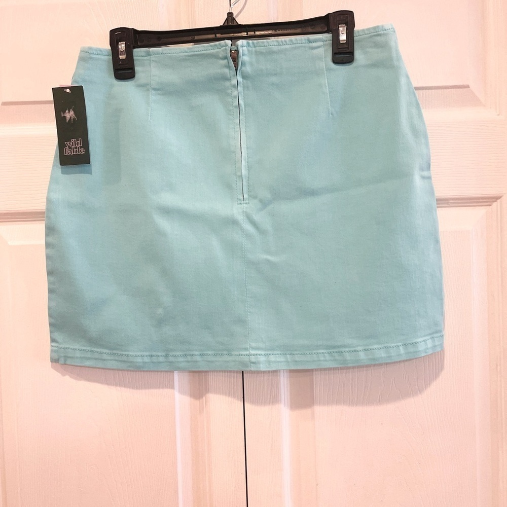 Wild Fable Women Stretchy Glitter Turquoise Colored Mini Skirt Size 12 - Picture 2 of 15